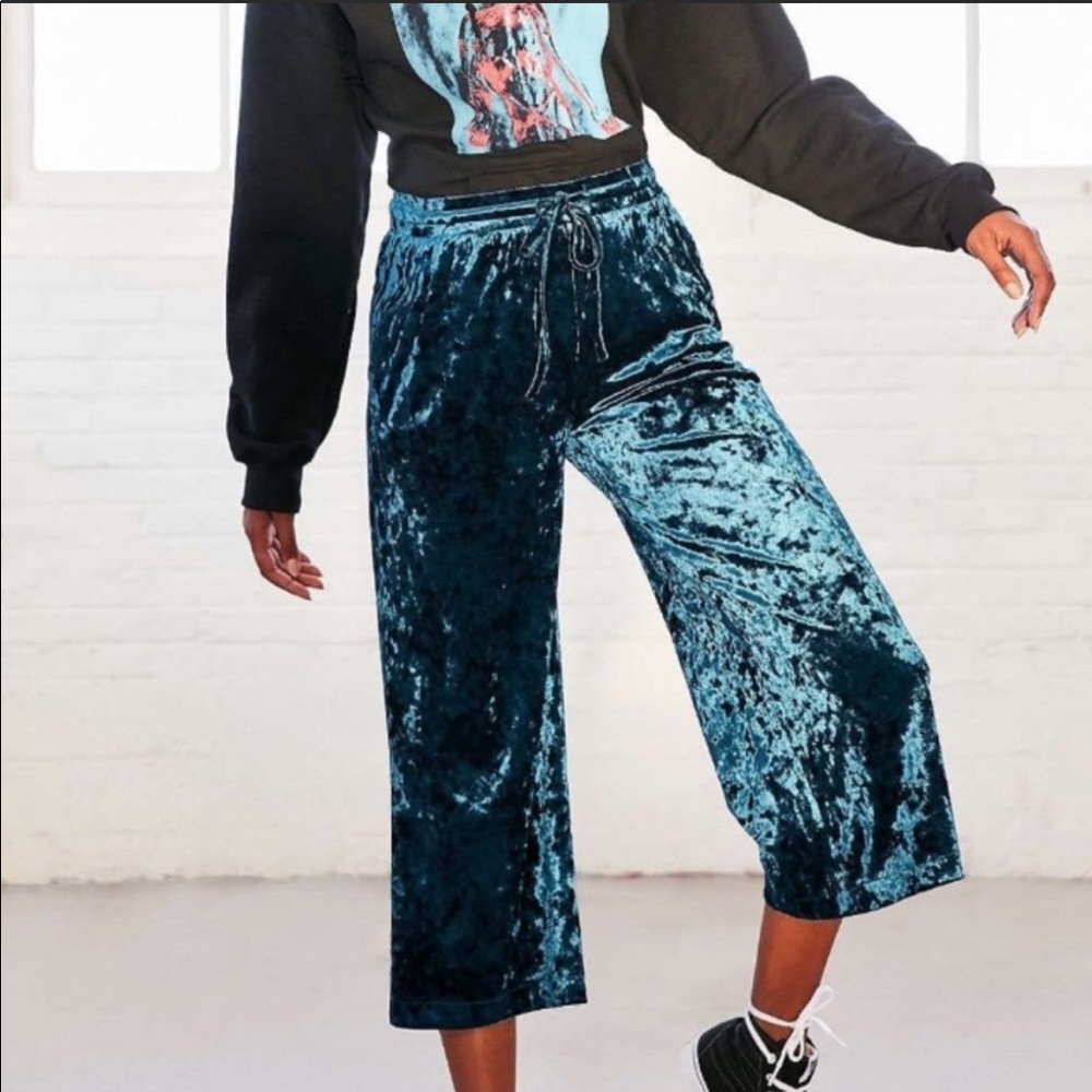 Blue Crushed Velvet Jogger Pants XS